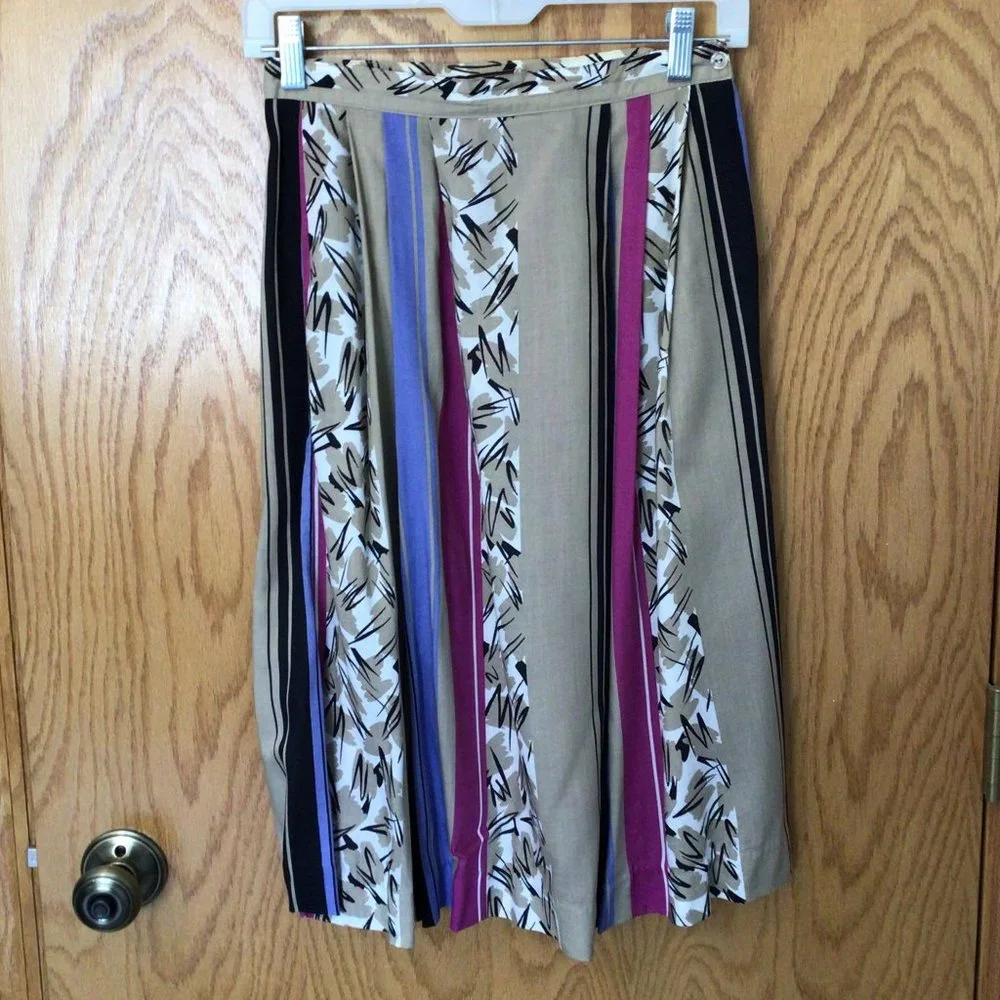 Notches - multi-color vertical stripe skirt; tan, black, blue, pink - Picture 5 of 6